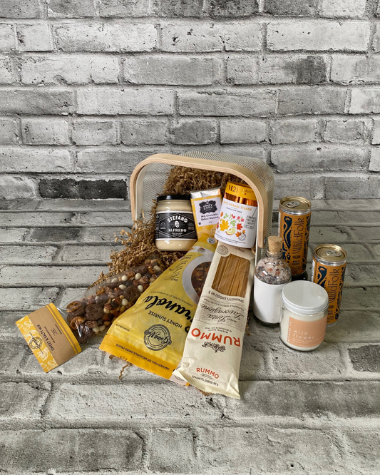 Rocky Mountain Apres Basket - Wild Rose Gift Box Co. Our gift baskets contain all local product from other independent businesses and we delivery to Cochrane, Calgary, Canmore and everywhere in between. Canada wide shipping also available.